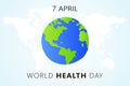 World health Day. 7th april. The Earth Vector isolated illustration on white background with white maps